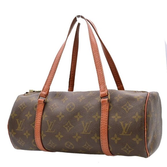 LOUIS VUITTON Logo PAPILLON 30 Hand Bag Monogram Leather Brown - Picture 1 of 14